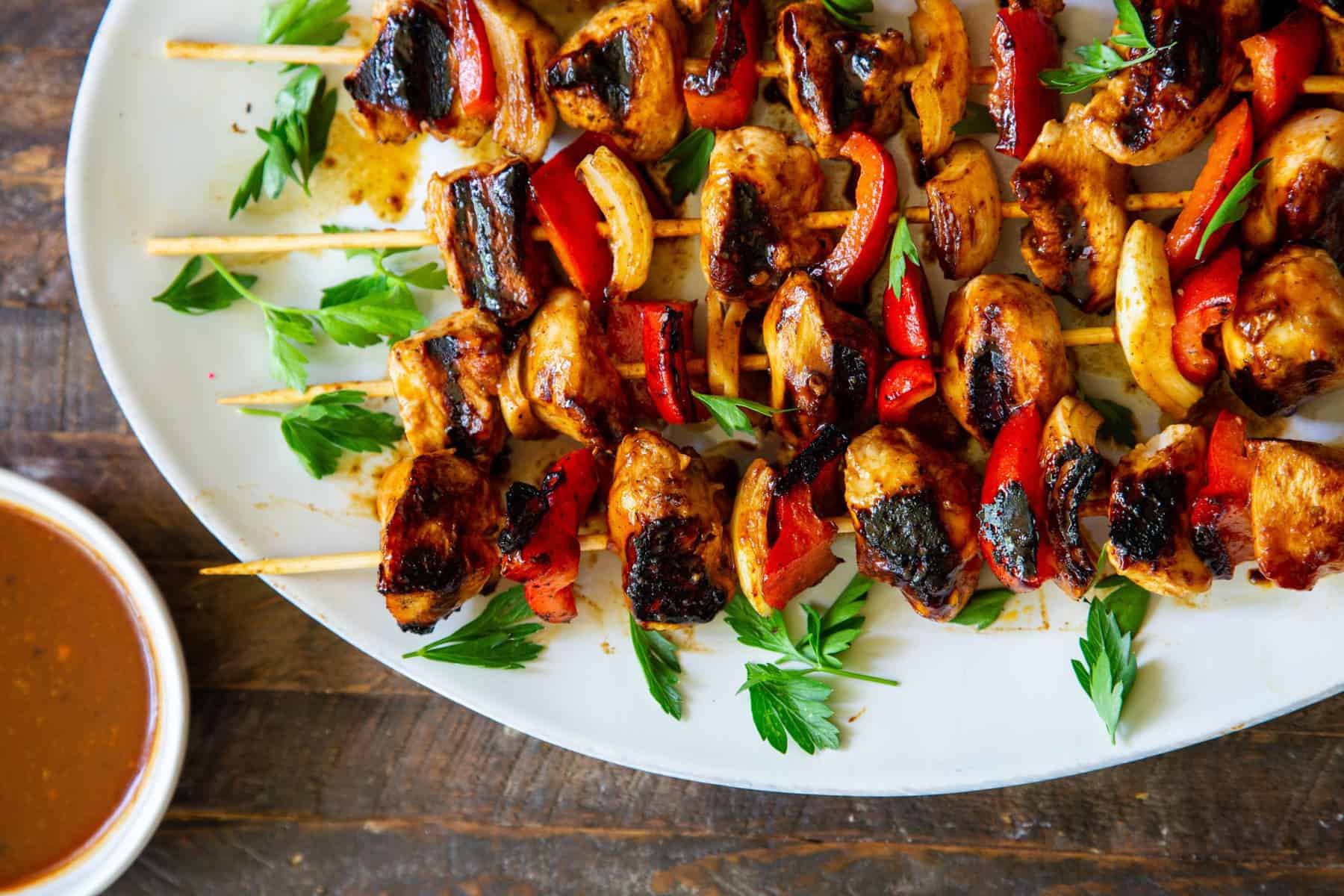Grilled Honey BBQ Chicken Skewers