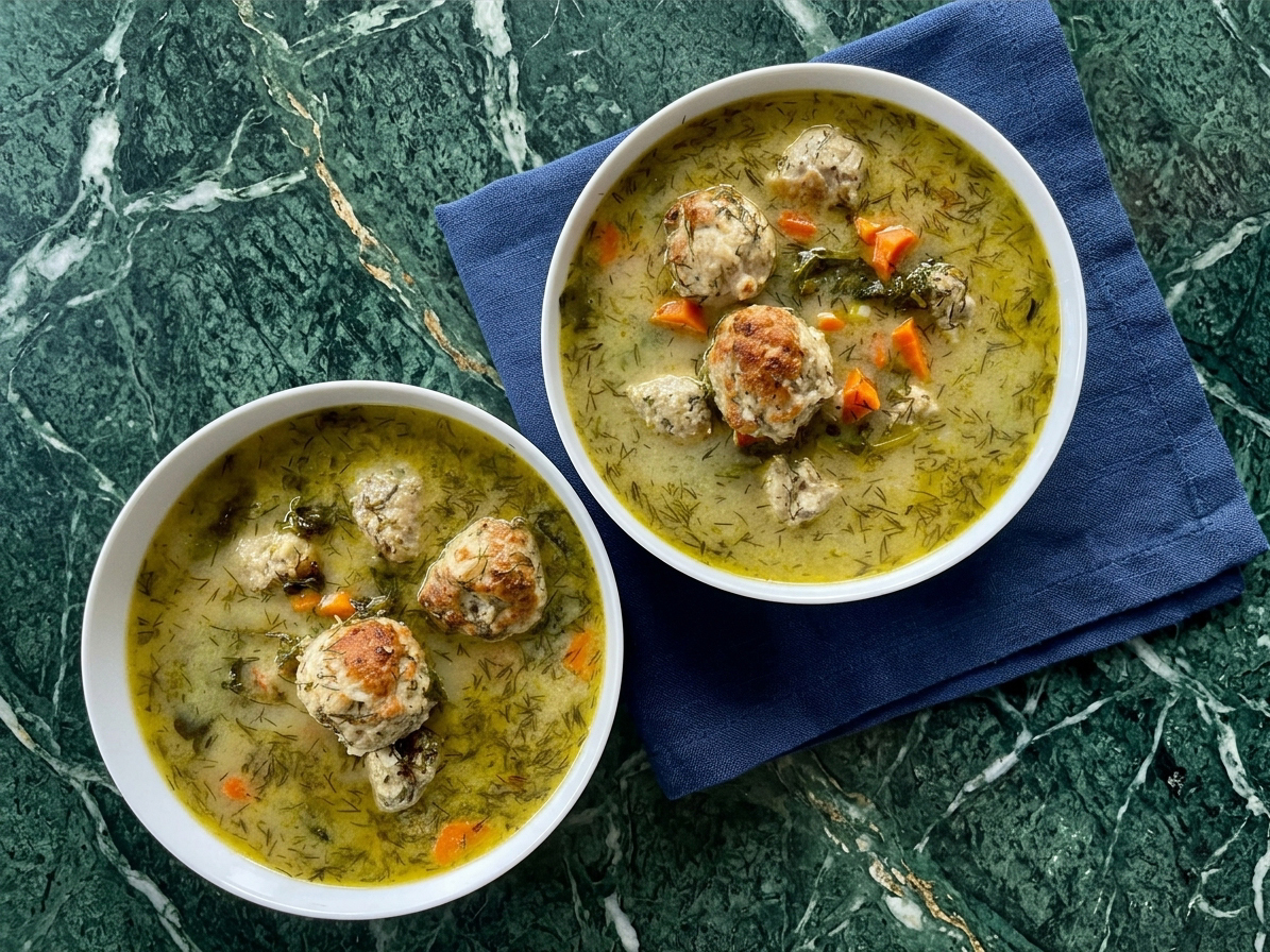 Lemon Dill Chicken Meatball Soup